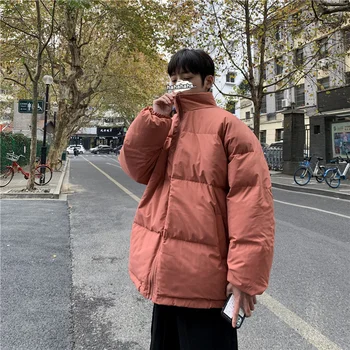 Зимно яке, за мъже топло модни и ежедневни утепленная яке с висока яка, мъжко корейското свободно цветно късо палто, мъжки яке Parker Оверсайз