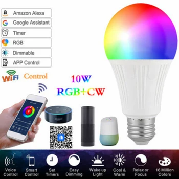 AC85-265V 10 W Wifi умна лампа Алекса гласово управление на мобилния телефон E27 E26 B22 RGBW led лампа музикален ритъм цветна светлина
