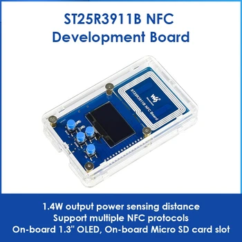 Такса за разработка на Waveshare ST25R3911B NFC, Поддържа множество протоколи NFC, вграден четец за NFC ST25R3911B с 1,3-инчов OLED + корпус