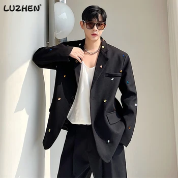 LUZHEN корейската мода, цветни копчета, оригинален дизайн, мъжки костюм, сако ръчно изработени 2023, модерно улично палто D1870a