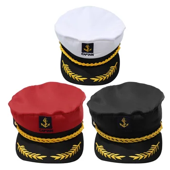 Шапка за възрастни, морска шапка, шапка, капитан на яхта, класически плосък регулируема горна шапка за Хелоуин, cosplay-костюм