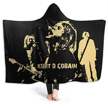 Одеало с качулка за рок музикант Кърт Кобейн, 3D принт, супер меко шерп-флисовое одеяло