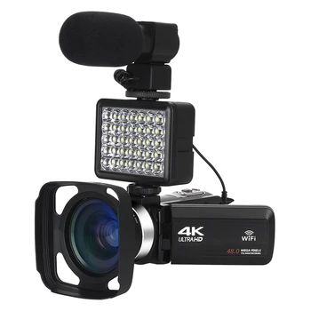 Цифров Фотоапарат 4K Ultra HD 3.0 Inci 48MP с 16-Кратно Увеличение Wifi Камера с Ветрозащитным Микрофон, Заполняющим Светлина, Блог За YouTube