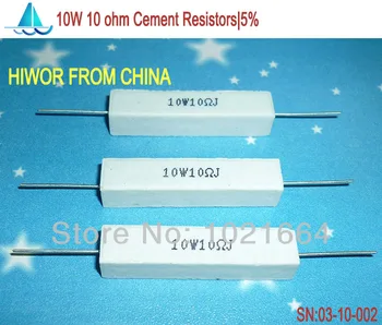 (10 бр/лот) 10 W 10 Ома Керамичен Цимент Сила Резистор 10 Ома TOLLE 5% Резистори