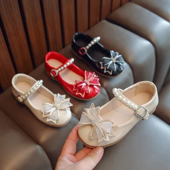 Детски обувки от изкуствена кожа, расшитая мъниста, модел обувки за момичета, обувките Мери Джейн, детски обувки на принцесата за сватбеното парти за момичета, G07273