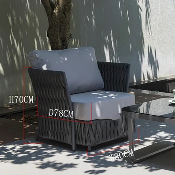 Секция за работа на открито пространство Турците Еластичен диван-стол от една въжета Градински мебели за разговори със сивата възглавница ръчно