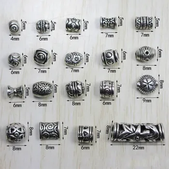 20 бр/лот, тибетское сребро ръчно изработени, многоразмерные метални мъниста-подпори, дизайнерски мъниста-шармы, аксесоари за бижута със собствените си ръце