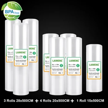 LAIMENG 8 Ролки, Вакуумни опаковки, опаковки За вакуумна опаковка Вакуум Ролки за съхранение на продукти Sous Vide 15 + 20 + 28 см * 500 см R201B