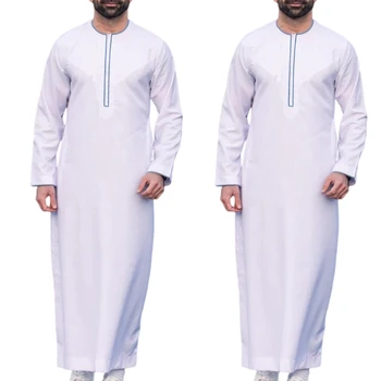 Нов стил мъжка ислямска роба, мюсюлманска етническа облекло, дреха, кафтан, ислямски етнически арабски халати