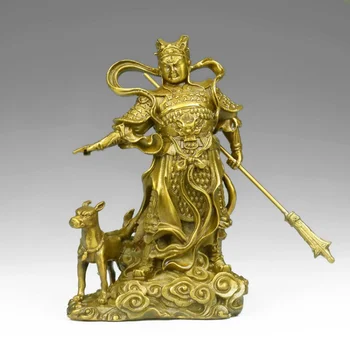 Украса на Бога Эрланга от чиста мед, медна статуя на Ян Му, статуята на Эрланга Чжэньцзюня, статуя на Буда, малки декорации от медни съдове