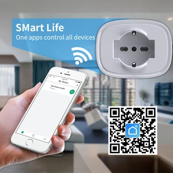 WiFi умен изход Италия 16A Power Sasha Монитор Функция за синхронизация Smart Life APP Control изход работи с Алекса Google Home