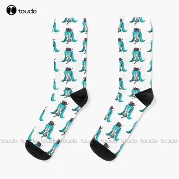 Мику с котка!! Чорапи мъжки футболни чорапи Персонализирани потребителски Унисекс чорапи за възрастни, юноши и младежи на Хелоуин, Коледа, нова Мода подарък