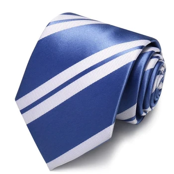 Нов дизайн, модерни вратовръзки, 8 см, синьо-бели райета и вратовръзки за мъже, официални делови вратовръзки за сватбени партита, Gravatas с подарък кутия