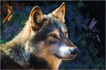 Готина оригинална художествена картина масло -ръчно рисувани -живопис с участието на животни-вълци - БЕЗПЛАТНА цена на доставка на # 32 