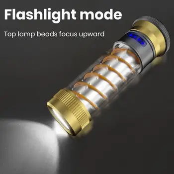 Туристическа лампа с висящ пръстен с регулируема яркост Мощна подсветка, Акумулаторна батерия външен led фенерче Аварийно устройство