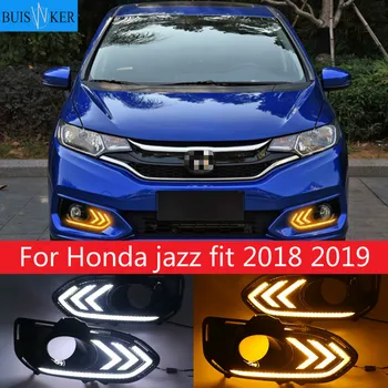 2 бр. led DRL дневни светлини дневен противотуманный фенер Кутията с указател на завоя за Honda jazz fit 2018 2019