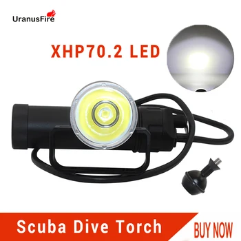Uranusfire XHP70.2 Led лампа за потапяне в Туба 4000лм, Водоустойчив Фенер за Гмуркане, Подводно видео Фенерче, работещ от 8 * 18650