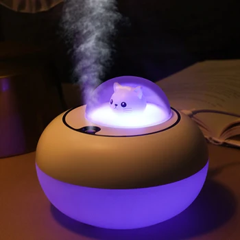 USB-овлажнител за въздух с цветни градиентным светлина, сладък котка, мини-безшумен ултразвукова ароматни дифузер за дома и офиса