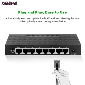 Kebidumei 10/100 8-портов Мрежови суич Fast Ethernet Мрежов Комутатор LAN Hub/Пълен или полу-дуплекс Обмен на EU-US Plug