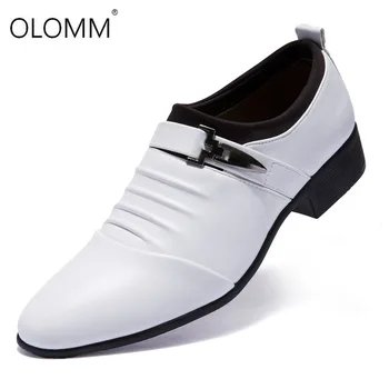 Нови британски мъжки модел обувки от спилка с остри пръсти, бизнес и сватбени oxfords, официалните обувки за мъже 38-48