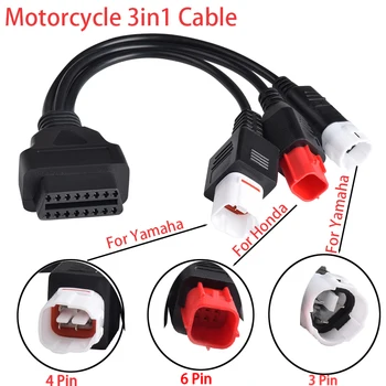 За мотоциклет Yamaha 3pin/4pin за Honda 6pin OBD диагностичен кабел Canbus OBD2 3 in1 штекерный кабел-адаптер