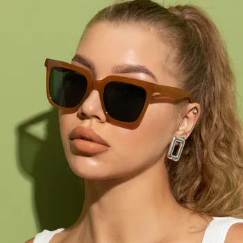 Модни Квадратни Слънчеви Очила Дамски Маркови Дизайнерски Vintage Слънчеви Очила Дамски Ретро Нюанси Външно Огледало По-Голяма Рамка Oculos De Sol