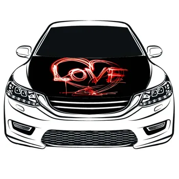 Флаг на любовта, знамена върху капака на предния капак на колата, 3,3x5 фута/5x7ft, 100% полиестер, банер реклама на предния капак на автомобила