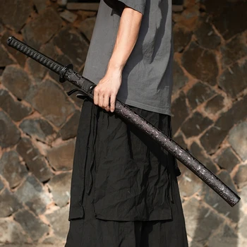 С ножнами Иайдо Самурайски дървен нож Бамбуков нож за теглене на ножа Тренировъчен дървен меч Украса подпори за изпълнения