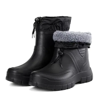 Мъжки обувки, ветроупорен работни обувки за улицата, памучни непромокаеми обувки, мъжки зимни обувки, непромокаеми зимни гумени ботуши, топли леки ботильоны