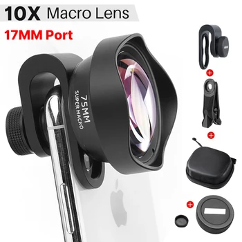 Ulanzi 17 мм, 10X на макро обектив, Универсален За iPhone X XS 11 12 13 Mini Pro Max Samsung S8 S9 S10 S20 S21 Huawei, XiaoMi Обектив За Телефон