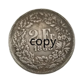 1863 2Fr Швейцария посребрени монети Щастливата магия Колекционерски монети реплика на Монетата на монети Коледни подаръци