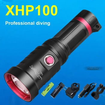 НОВ професионален фенерче за гмуркане XHP100, мощен led фенер 18650, подводни лампи, водоустойчив IPX8, акумулаторна лампа за гмуркане