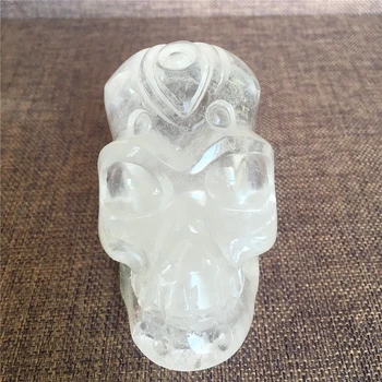 Естествен череп, кварцов Кристал Камък Рейки Украса на стаята Декоративни аксесоари за Уика и магьосничество Медитация за Изцеление на черепа