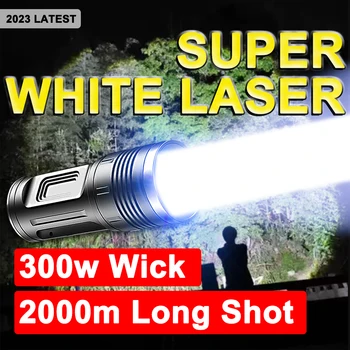 Супер мощен акумулаторна фенерче, led лампа с висока мощност, бял лазерен вграден телескопичен 18650 USB Type-c
