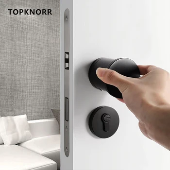 TOPKNORR автоматично заключване на вратите в скандинавски стил, кръгла, спалня, тъпо магнитен засмукване заключване, модерен черен противоугонный автоматично заключване на вратите от масивно дърво