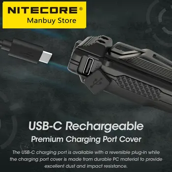 NITECORE EDC27 USB-C, Акумулаторна батерия Фенерче Тактическа Мини-Ключодържател EDC Troch Light 3000 Лумена Вграден литиево-йонна батерия