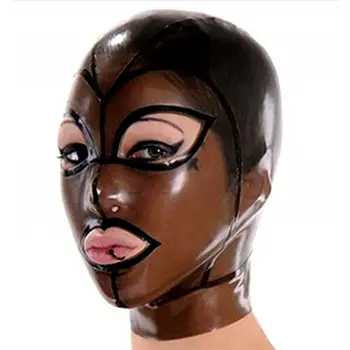Прозрачен черен латексный качулка с цип отзад, красиво момиче, гумена маска, клубна дрехи, костюми за Хелоуин за жени