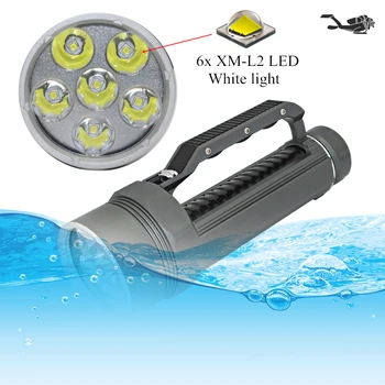 Фенер за гмуркане 6x CREE XM-L2 led фенерче за гмуркане, водоустойчив подводен 100-метров фенерче, използването на батерии 32650