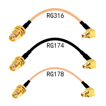 Удължителен кабел WiFi антена SMA С Гнездовой гайка за да се свържете с штекеру MMCX Правоъгълен Кабелен Адаптер с Косичкой RG174 RG178 RG316