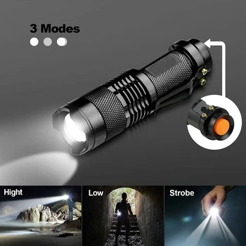 1 предмет, фенерче Q5, led, дальнобойный, мощен, преносим, мини-джобен размер, мощен светодиод, тактически, джобен размер, светъл, водоустойчив