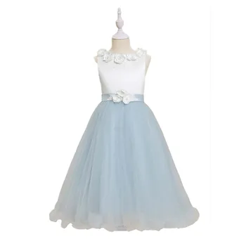 YZYmanualroom, детско рокля за чай, атласное тюлевое рокля с цветя модел за момичета, костюм за парти, сватба костюм шаферки