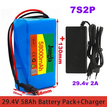 Batterie lithium-ion 7S2P 29.4 V 30000mah équipée d ' un BMS 20a équilibré pour vélo électrique скутер + chargeur