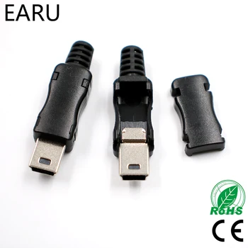 10 бр. мини USB 5-пинов конектор с Т-пристанищен конектор, пластмасов капак, за да се направи си САМ, дропшиппинг, лидер на продажбите, кабел за пренос на данни в SDA, проводна линия