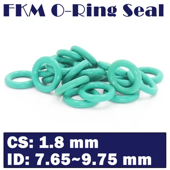 Гуменият пръстен CS1.8mm FKM ID 7.65/8/8.5/8.75/9/9.25/9.5/9.75*1.8 мм 100ШТ о-пръстен фторсодержащая уплътнение щуцер Зелен ORing