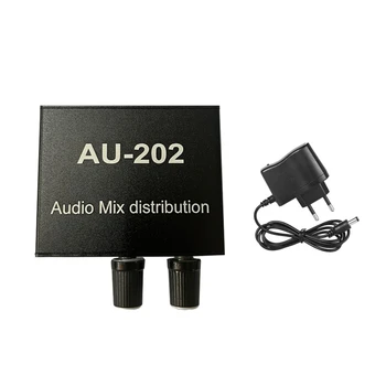 AU-202 Стереомикшерный аудиораспределитель за слушалки с външния усилване на мощността, 2 входа, 2 изхода, штепсельная вилица ЕС