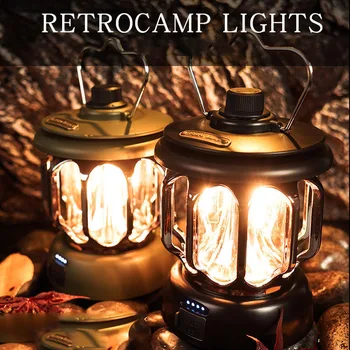 Ретро преносим фенер за къмпинг, градинска керосин реколта лагерная лампа, 3 режима на осветление, лампа за туризъм, двор за катерене