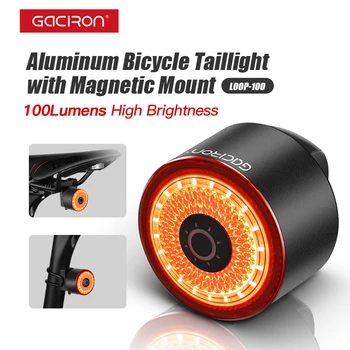 Gaciron Smart Brake велосипеден задна светлина LOOP-100, велосипеди задна светлина, магнитно закрепване за тръбата на седалката и на седалката, водоустойчив фенер велосипеди