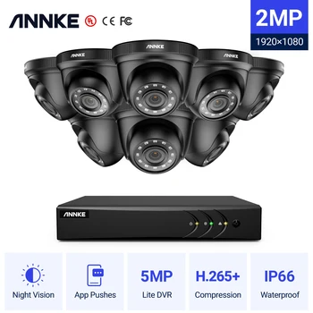 ANNKE 8CH 1080P FHD Система за видеонаблюдение H. 265 + 5в1 5MP Lite Записващо устройство 1080P Външна Всепогодная Камера за Сигурност Комплекти за Видеонаблюдение