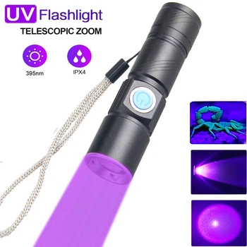 Мини UV-лампа 395 Водоустойчив UV-детектор Scorpion Black Light преносим вградена батерия Usb акумулаторна батерия led UV фенерче, с увеличение