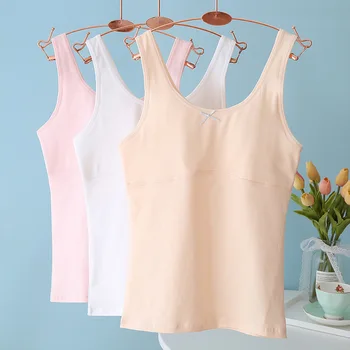 Бельо за момичета, Детски памучни блузи 2023 Летни детски обикновена кофточки без ръкави, Дишащи майки тийнейджърки майк